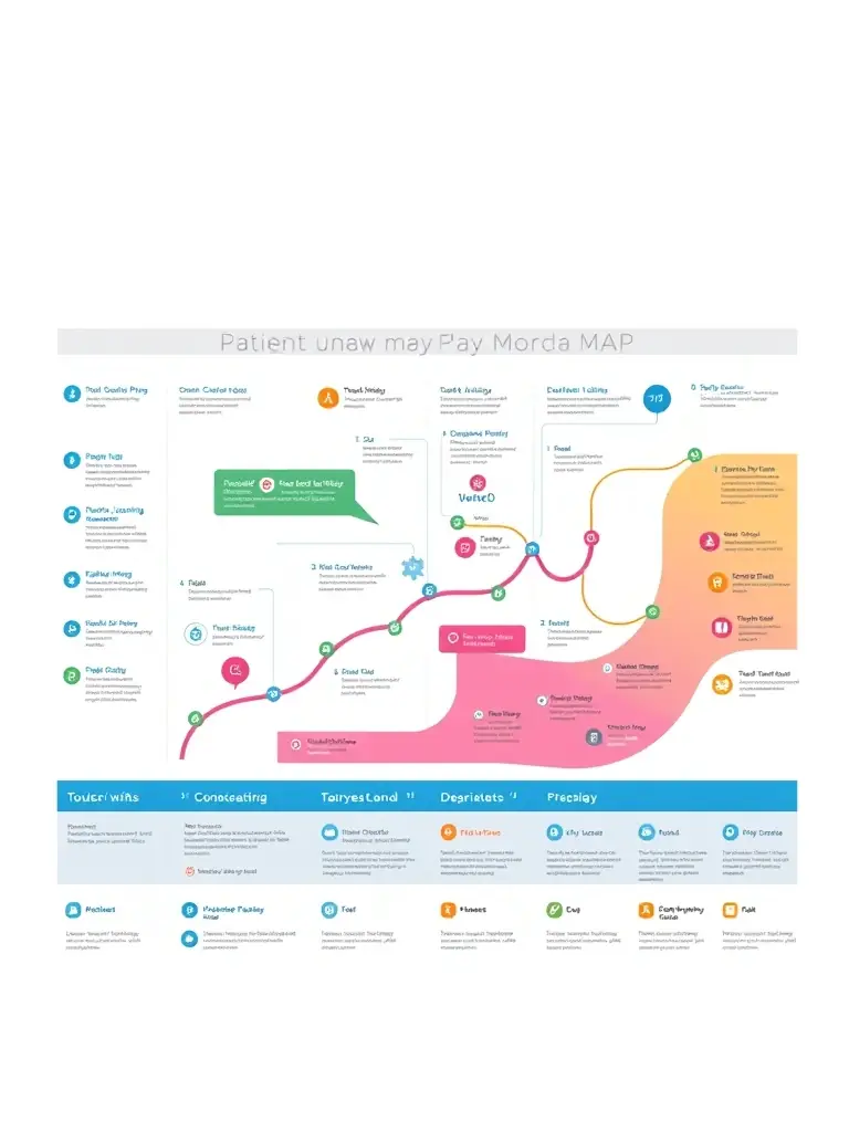 A visual representation of a patient journey map, highlighting key touchpoints and decision-making moments within the healthcare system, using data visualization techniques.