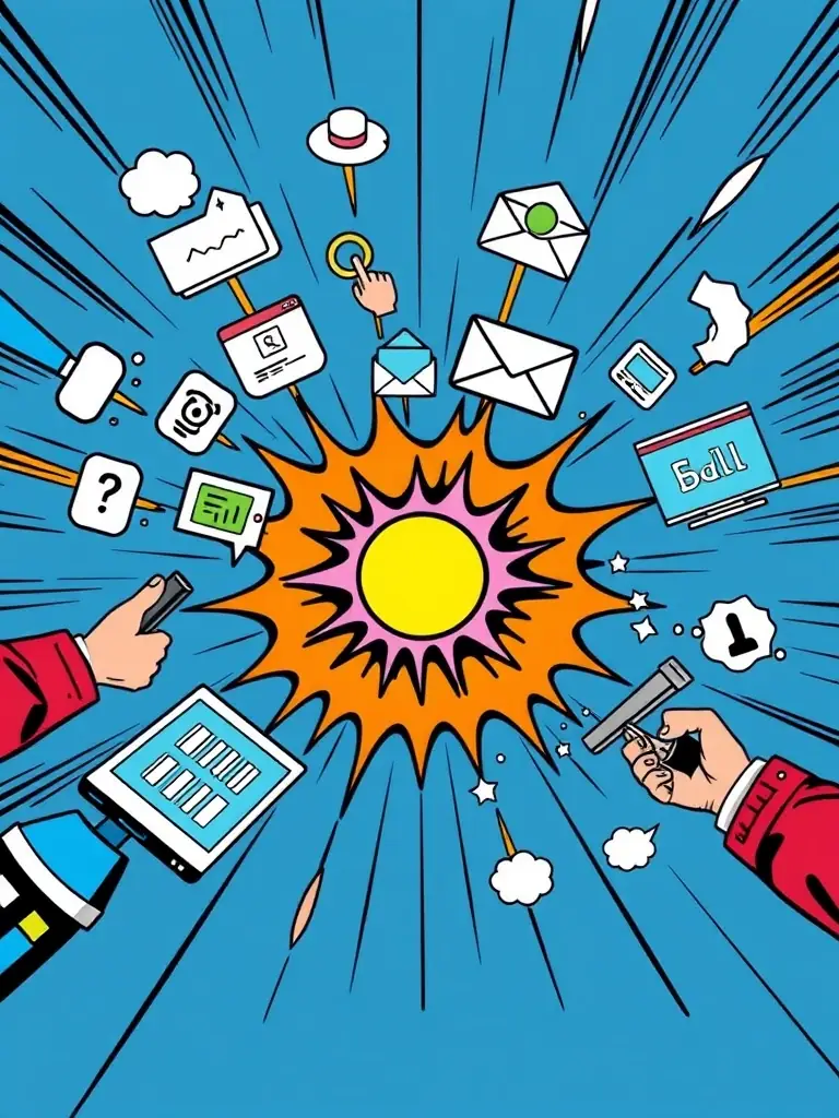 An infographic showing various digital channels converging on a central point, symbolizing Genotrak's omnichannel campaign optimization for pharmaceutical marketing.