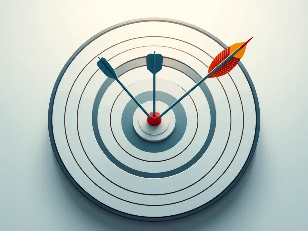 A digital illustration of a target with concentric rings, with arrows hitting the bullseye, symbolizing effective customer segmentation and targeting in the pharmaceutical industry.