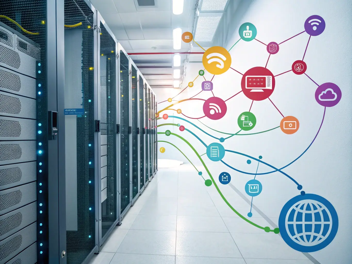 An image depicting an end-to-end data platform, showcasing data integration, processing, and visualization tools, highlighting the seamless flow of information from various sources to actionable insights.