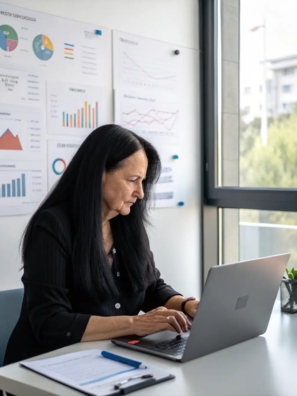 A business user interacting with a conversational AI interface, asking questions about market trends and receiving instant answers.